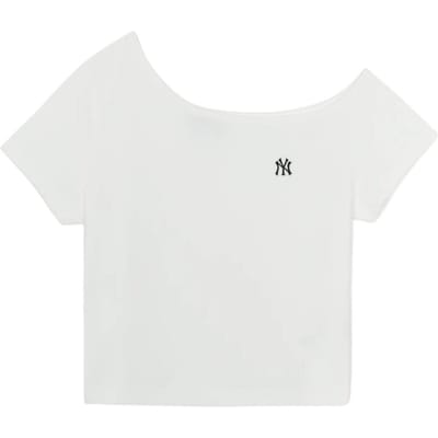MLB New York Yankees Été Respirant Haute Qualité Couleur Unie Débardeur Manches Courtes Décolleté Bardot Femme tops Blanc 3FTSB6753-50WHS S white