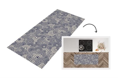 Keukenloper 120x50 cm - Keukenmat vinyl Mandala - Blauw - Patroon - Keukenmatten loper - Keuken vloerkleed tapijt