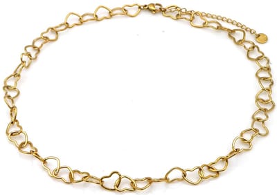 Ketting - RVS - hartjes - goudkleurig - 40-45 cm
