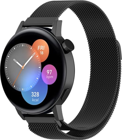 Strap-it Luxe Milanese bandje - geschikt voor Huawei Watch GT 2 42mm / GT 3 42mm / GT 3 Pro 43mm - zwart