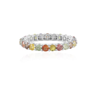 Cavill - Elegante Zilveren Ring Geplatineerd 925 Sterling Met 24 Blauwe Madagascar Saffieren - 1 907 Ct Rond Slijpsel - Luxe Sieraad - Maat 16-20
