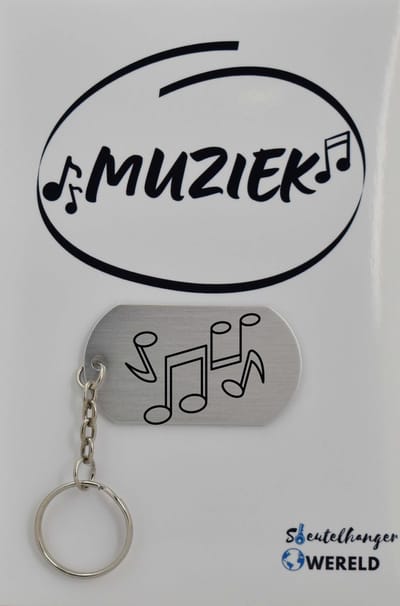 muzieknoot Sleutelhanger inclusief kaart - muzieknoot cadeau – muzieknoot - Leuk kado voor je vriend om te geven - 2.9 x 5.4CM