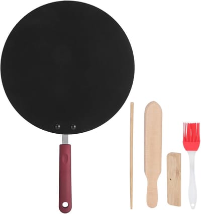 Koekenpan - Pannenkoek Bakplaat - Ontbijt Maken - Antiaanbaklaag - 30 Cm Diameter - Zwart