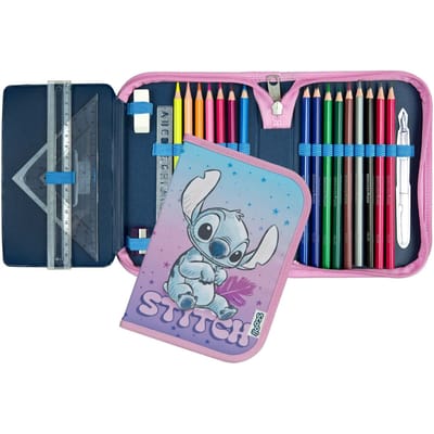 Lilo & Stitch Gevulde Etui - 2 Vaks Pennenetui - 22 delig - Paars