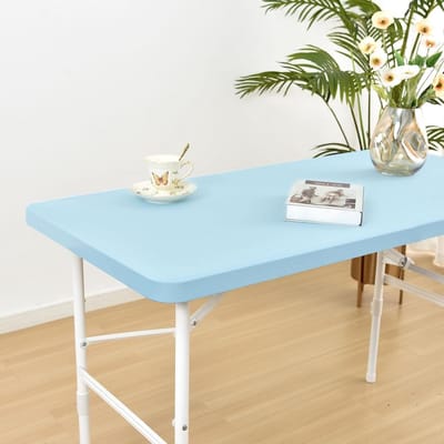 Rechthoekig Tafelkleed - Spandex Hoes Tafelbeschermer - Bescherming Tafel - Elastische Rand - 6ft (30 x 72 inch) - Blauw