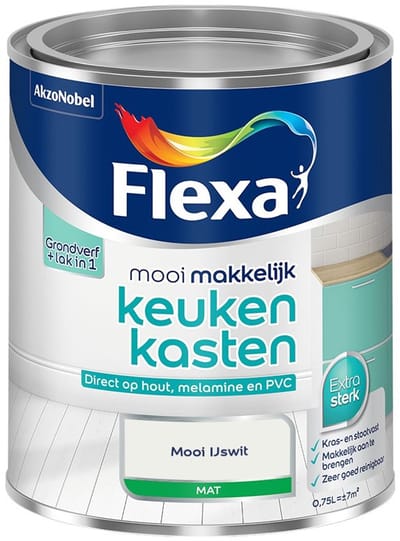 Flexa - Mooi Makkelijk Keukenkasten Mat - Mooi Ijswit - Mengverf - 750 Ml