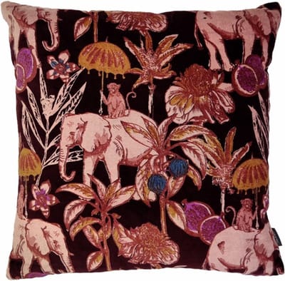 Elephant Print Bordo Kussen | 45 X 45 | Sierkussen Voor Woonkamer Of Slaapkamer