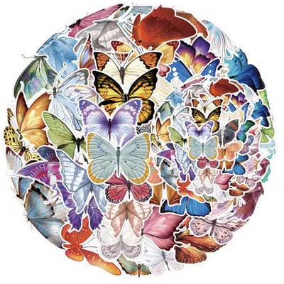 CHPN - Vlinder stickers - Stickers van vlinders - ButterflyStickers - 50-Stuks - Scrapbook - Laptopstickers - Stickertjes -Stickers voor op Koffer-Stickers Bullet-Journal-Stickers