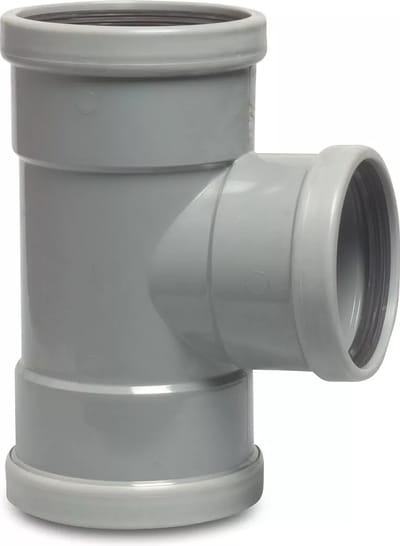 T-stuk 87° PVC-U 160 mm x 125 mm x 160 mm SN4 manchet grijs KOMO/BENOR
