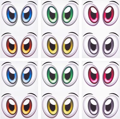 12 paar oogsticker - papieren sticker voor robot stofzuiger - grappige decoratie voor apparaten - binnen en buiten gebruik - 3 kleuren