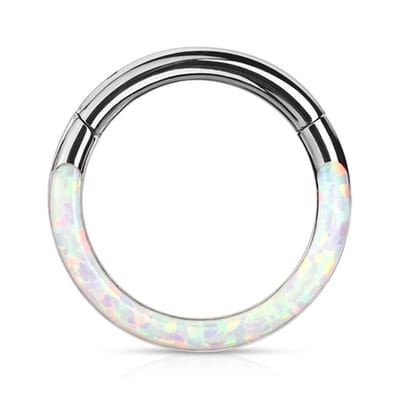 Piercing PVD high quality opal front 1.2x10 - zilver - LMPiercings