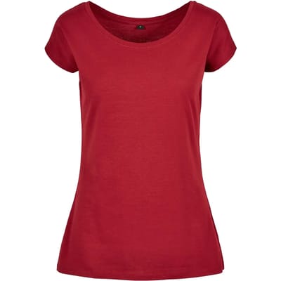Build your Brand Ladies´ Wide Neck Tee BYBB013 - Burgundy - XS