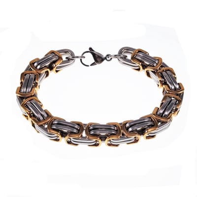 12mm Koningsarmband Heren - Stalen Goudkleur-Zilverkleur - Vierkant Schakelketting