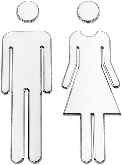 Toiletborden - Badkamerborden - Aanduiding Toiletten - Elegante 3D Sticker - 20x6.5 cm - Zilver Goud