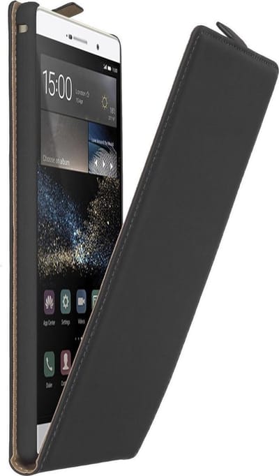 Zwart premium leder flipcase Huawei P8 Max hoesje