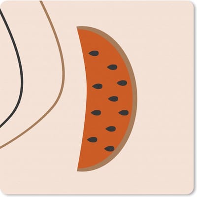 Muismat 20x20 cm - Mousepad Zomer - Watermeloen - Lijnen - Muismatten
