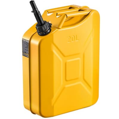 VEVOR metalen benzinekan 20 liter, brandstofkan met schenktuit en comfortabele handgreep, maximale doorstroomsnelheid 6 l/min, lekvrije benzinetank voor de meeste auto's, motoren, ATV's en UTV's, geel