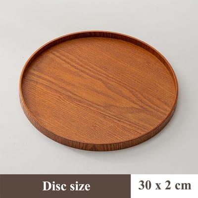 Plateau de Service Rond en Bois – Assiette Multiusage pour Steak, Sushi, Dessert, Salade, Vaisselle de Cuisine et de Restaurant 30cm marron