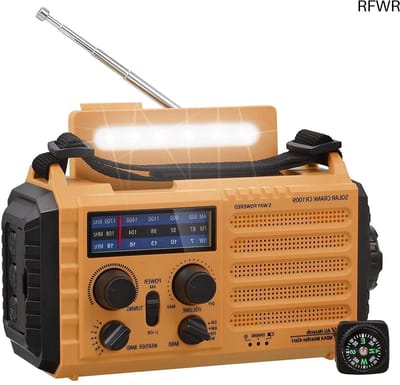 Noodweer Radio - Weerstation Ontvanger - Noodsituaties Buiten - Vijf Voedingen - 5000mAh Batterij - Geel