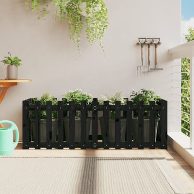 vidaXL - Plantenbak - verhoogd - hekontwerp - 150x50x50 - cm - grenenhout - zwart