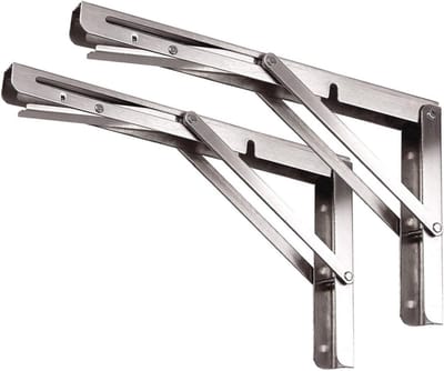 Opklapbare Plankdrager 25,4 cm - Heavy-duty Roestvrij Staal Wandsteun voor Ruimtebesparende DIY