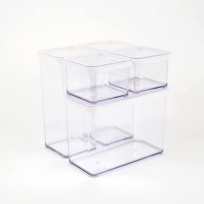 Store_8 - Voorraadpotten - Set van 5 - Voedselveilig - Transparant/wit - BPA-vrij - Perfect voor levensmiddelen - Ideaal voor keukenopslag