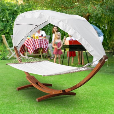 Hangmat houtmet frame 415cm 2 Persoons hangmatstandaard Outdoor XXL tot 200 kg