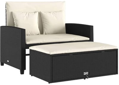 Tuinbank – Tuinbankjes weerbestendig - Tuinbanken - Loungebank - Balkon Set - Buitenbank - Zwart- 2 personen - Staal