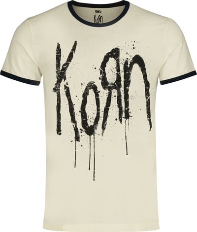 Korn Logo - Ringer Shirt Heren T-shirt - gebroken wit - S