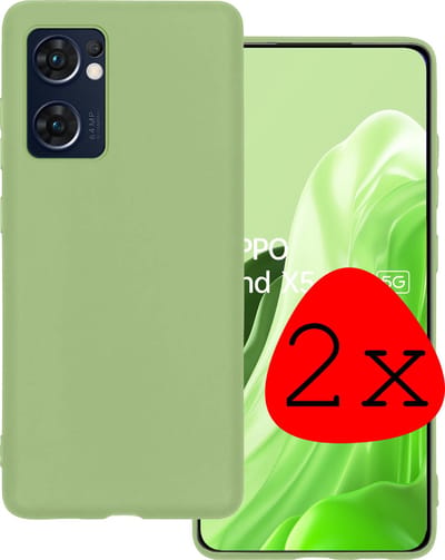 Hoesje 2 Stuks - Geschikt voor OPPO Find X5 Lite - Sterk & Shockproof - Case Siliconen - Back Cover - Telefoon Hoes - Groen