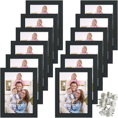 Set van 12 - 6x4 zwart fotolijst voor wand of tafelblad