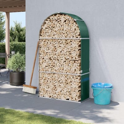 Houtopslag Rek - Houthouder Buiten - Brandhout Opslaan - Weerbestendig Staal - 120 x 45 x 210 cm - Groen