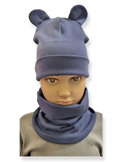 Dartomik Set - Babymuts en Sjaal - Met Oren - Blauw - Maat 52-56
