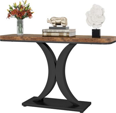 TRIBESIGNS - Console Tafel - Dressoirtafel - Industrieel - Bijzettafel - Hout/Metaal - Zwart/Bruin - 30 x 100 x 81 cm