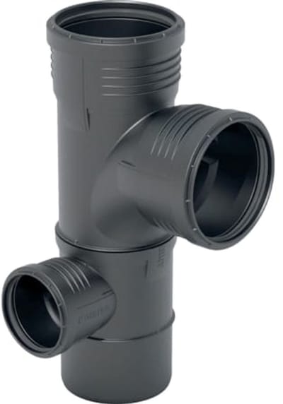Geberit Silent-PP Gecombineerd bochthoek-T-stuk 87,5° links, DN 100 / 100 / 50, 390.578.14.1