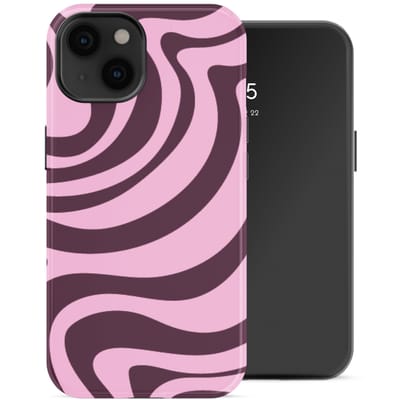 Selencia Hoesje - Geschikt voor Apple iPhone 14 - Backcover - Wavy Swirl Pink Plum