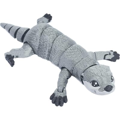 Mignon Modèle Loutre en PLA Jouet Couleur Unie Figurine d'Action Loutre Imprimée en 3D Figurine d'Animal Articulée Mobile Bureau gris
