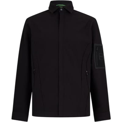 Boss Expedit Oxford-overshirt voor heren met ritszak (Zwart)
