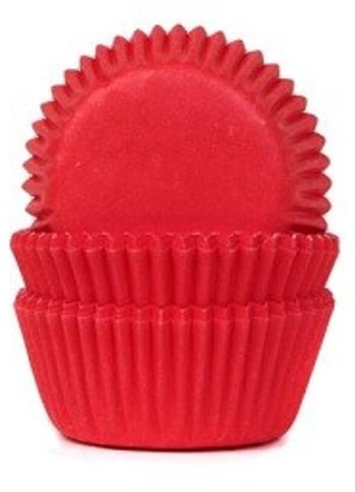 House of Marie Mini Cupcake Vormpjes - Red Velvet Rood - pk/60 - Baking Cups voor Muffins en Cupcakes