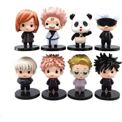 8 Pièces/1 Ensemble Figurine Anime Jujutsu Kaisen Itadori Yuji Figurine d'Action Satoru Gojo Jouet Nanami Kento Modèle Inumaki Toge Kugisaki Nobara No box black