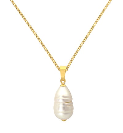 ARLIZI 2300 Ketting witte ribbel zoetwater parel hanger - verguld - 42-46 cm