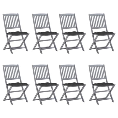 vidaXL - Inklapbare - stoelen - 8 - st - met - kussens - massief - acaciahout