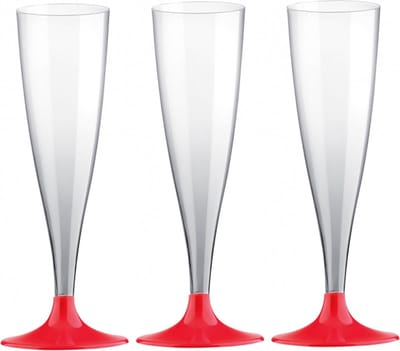 Santex Champagneglazen - 10x - plastic - 140 ml - rood - herbruikbaar