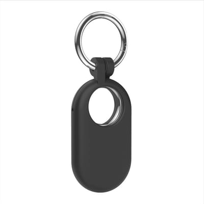 Hoesje geschikt voor Samsung SmartTag 2 - Tag sleutelhanger - Siliconen case - SmartTag protector - Hanger - Spullen kwijtraken - Zwart - Jonyx