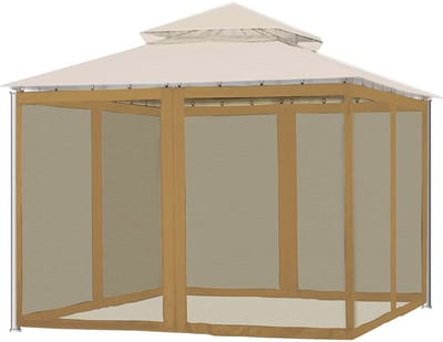 Dailygoody - Vervangend tuinhuisje - Muggengaas met rits - Privacygordijn voor terras - Bruin - Tuin en achtertuin - Ideaal voor buitengebruik - 300 x...
