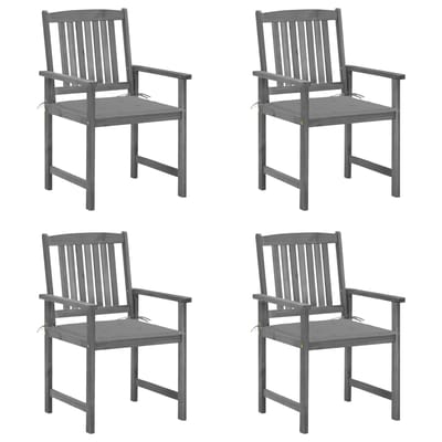 vidaXL - Tuinstoelen - 4 - st - met - kussens - massief - acaciahout - grijs
