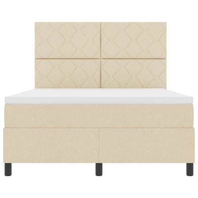 vidaXL - Boxspring - bed - met - LED-stripverlichting - Crème - 160 - x - 200 - cm - Stof