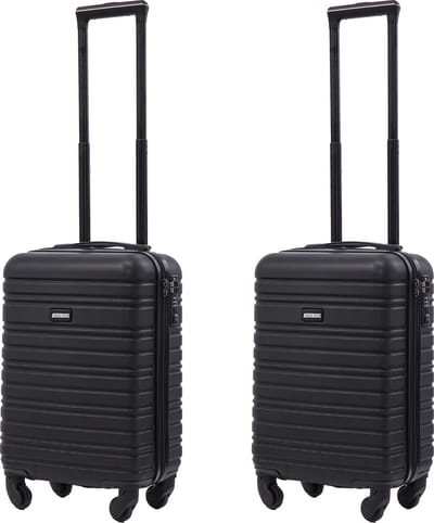 BlockTravel - kofferset - 2 delig - ABS - handbagage - met wielen afneembaar - 29 liter - inbouw TSA slot - lichtgewicht - zwart