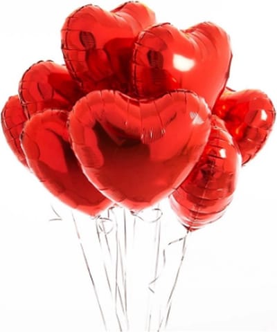 Akyol - Hartjes Ballonnen Rood 5 Stuks -folie ballon hart -hartjes ballon rood -hartjes ballon rood folie -folie ballon hart | Folie Ballonnen set voor Valentijnsdag | Helium Ballon | Party Feest Ballonnen | Romantische Versiering - 25cm