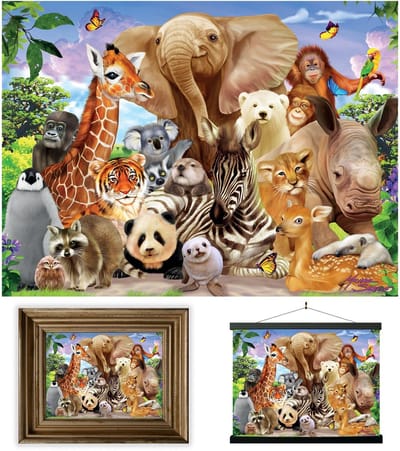 Dailygoods- Kunstafdruk 3D Lenticulaire - Wilde Glimlach - Safari Dieren - Wanddecoratie - Origineel Kunstwerk - Afmeting 30 x 40 cm - Poster